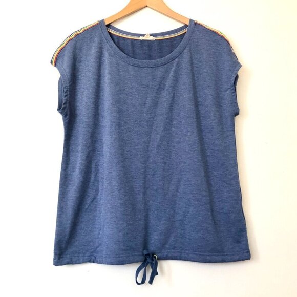 JANE AND DELANCEY Solid Blue Rainbow Shoulder Stripe Gay Pride Month Pride Top M - Picture 1 of 10